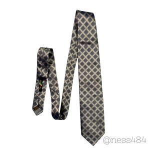 Men's Bugatchi Silk Tie Gray/Tan Diamond Pattern One Size